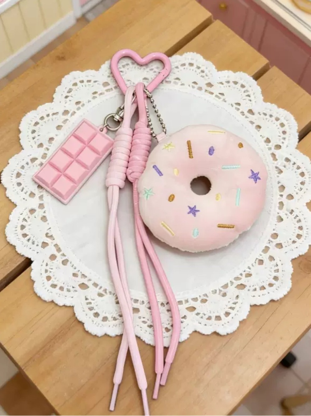 Pink Donut & Chocolate Charm Keychain for bag